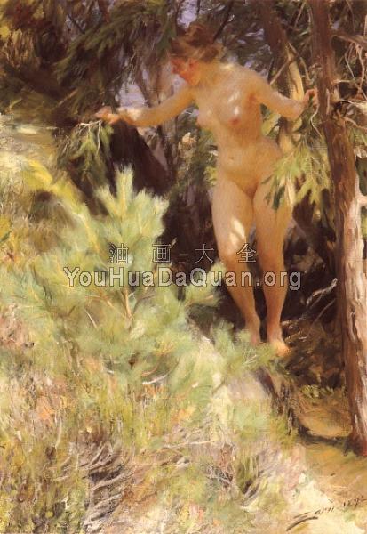 Nude under a fir - 安德斯·左恩
